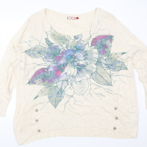 Joe Browns Womens Beige Floral  Pullover Jumper Size 28