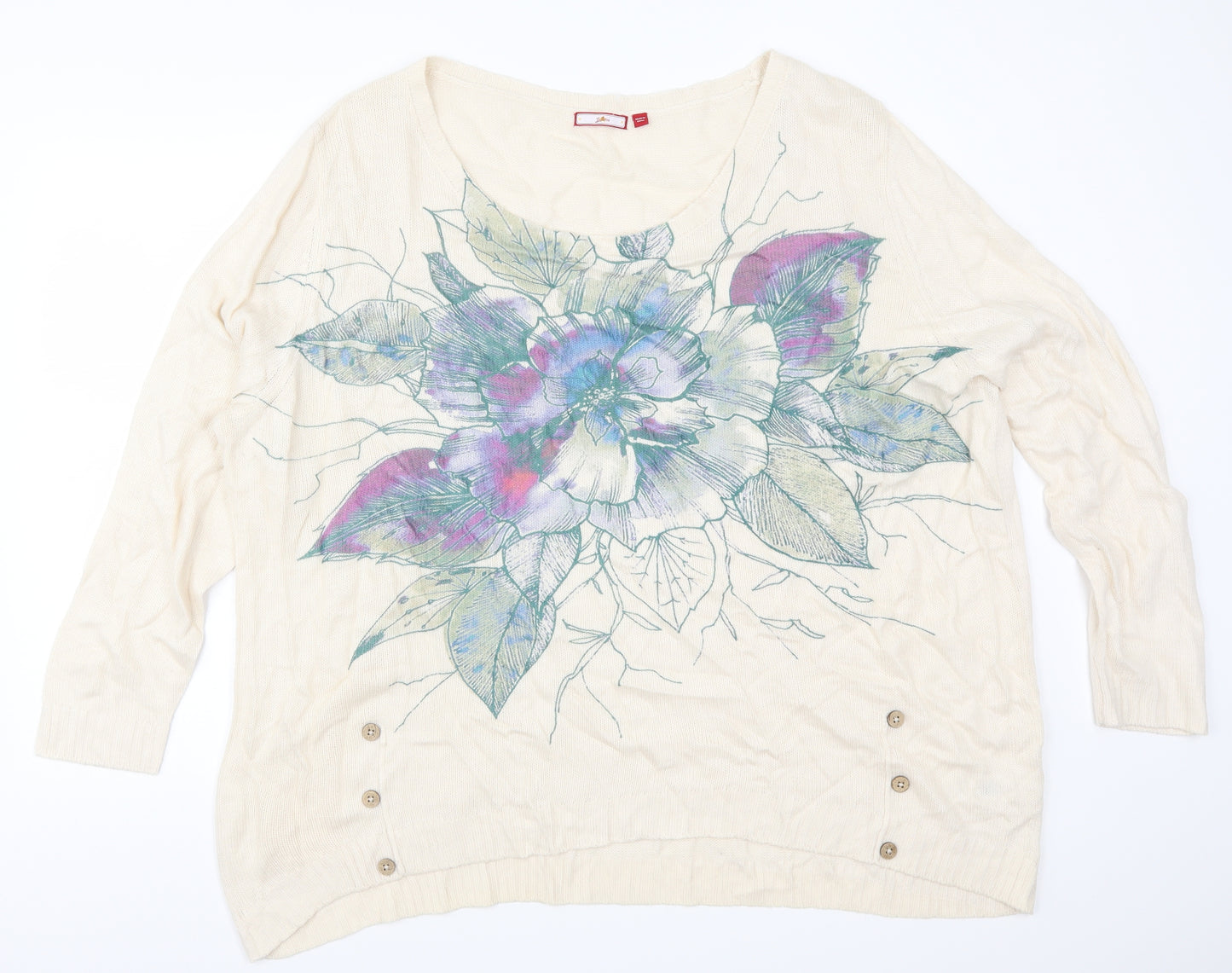 Joe Browns Womens Beige Floral  Pullover Jumper Size 28