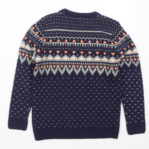 Marks and Spencer Boys Blue Geometric  Pullover Jumper Size 7-8 Years