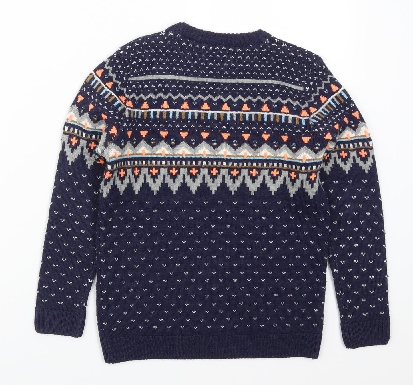Marks and Spencer Boys Blue Geometric  Pullover Jumper Size 7-8 Years
