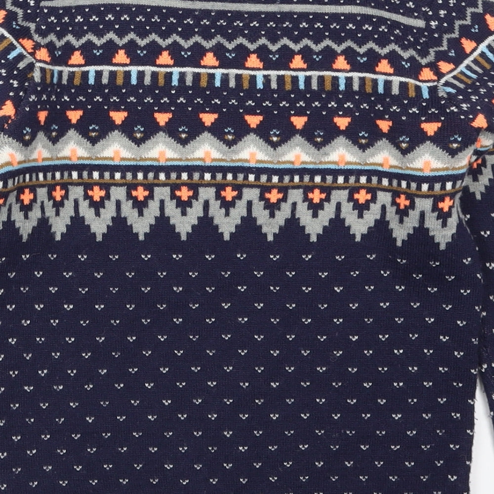 Marks and Spencer Boys Blue Geometric  Pullover Jumper Size 7-8 Years