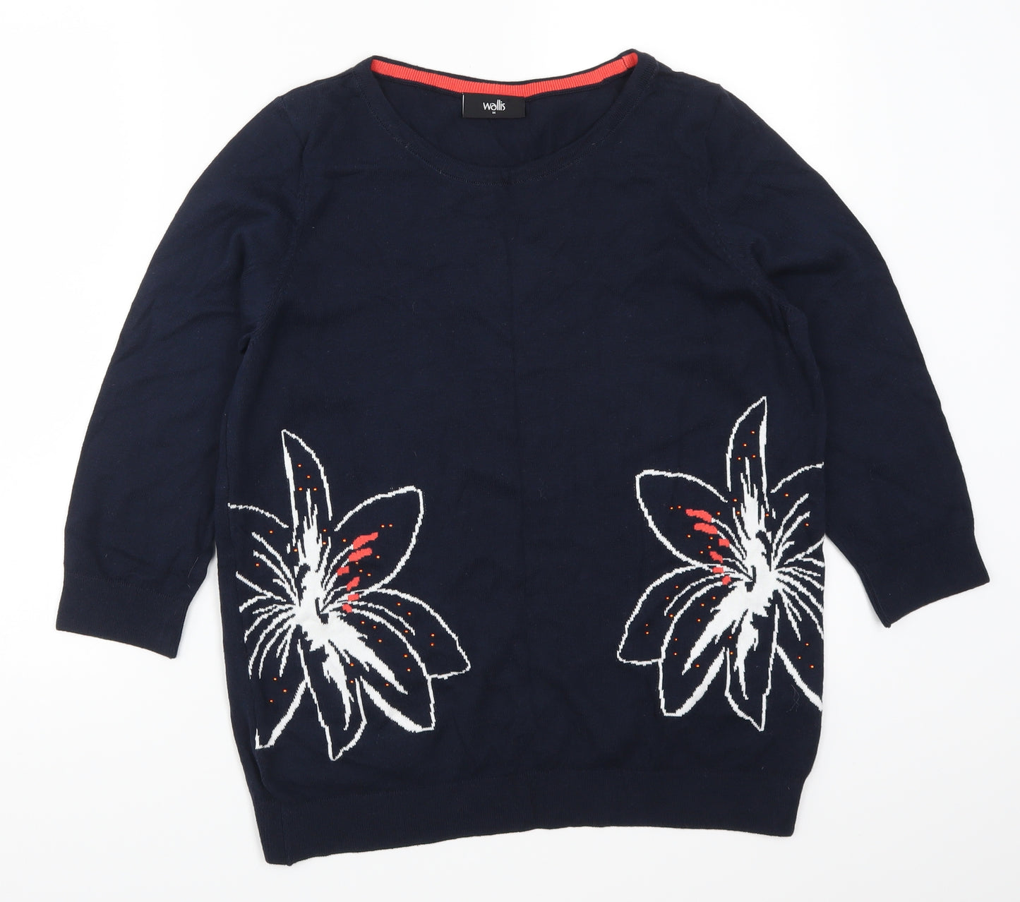 Wallis Womens Blue Floral  Pullover Jumper Size M