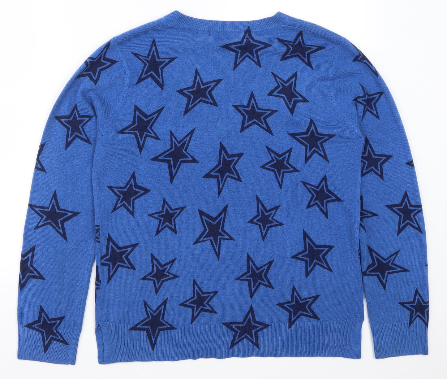 Marks and Spencer Womens Blue Geometric  Pullover Jumper Size 12  - Stars