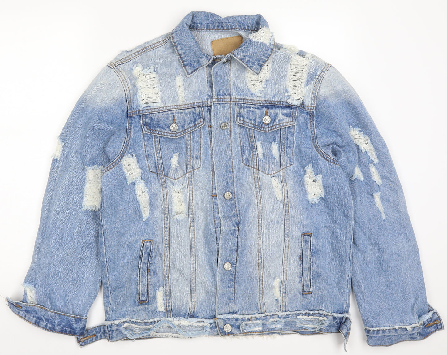 Preworn Womens Blue  Denim Jacket  Size S  - Distressed Look