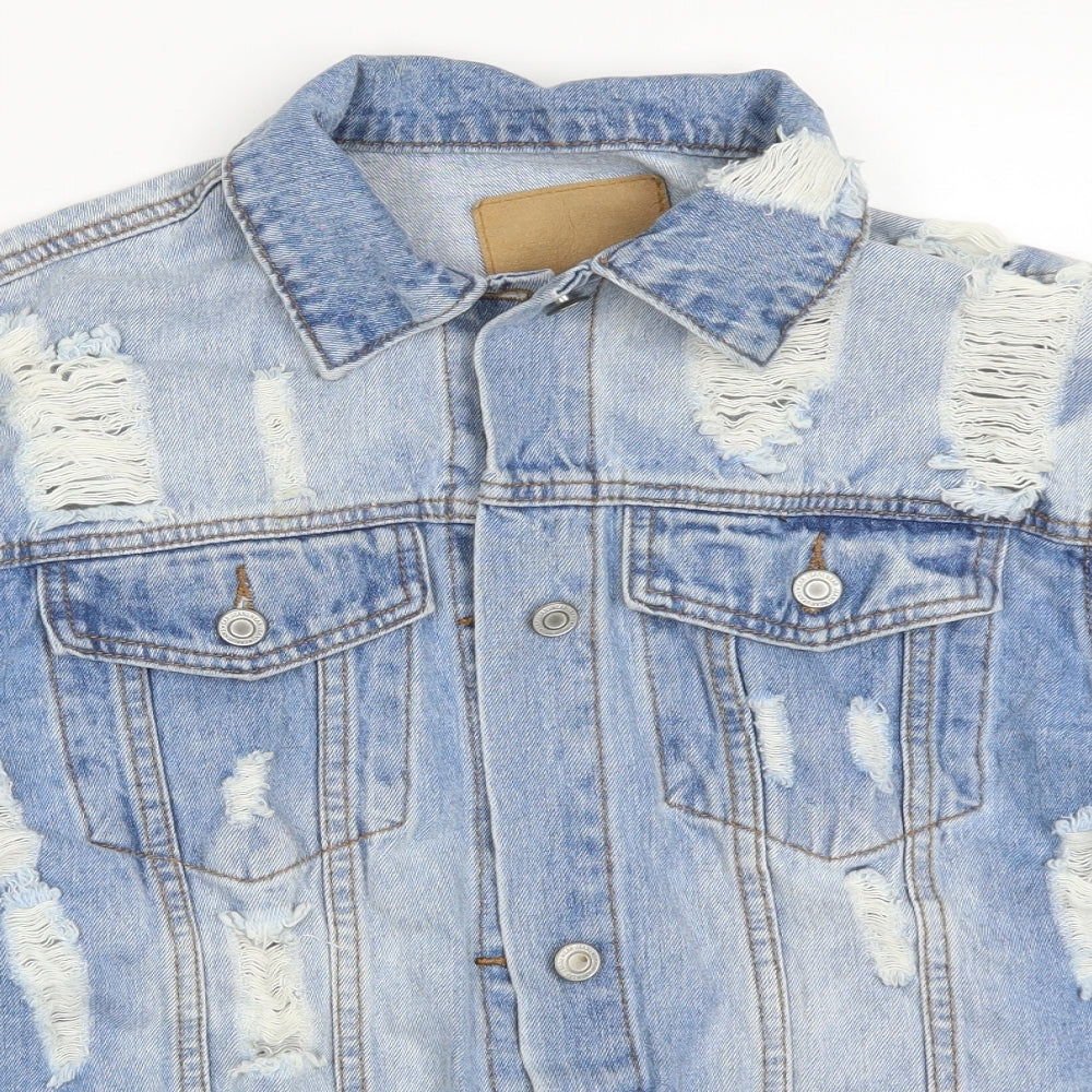 Preworn Womens Blue  Denim Jacket  Size S  - Distressed Look