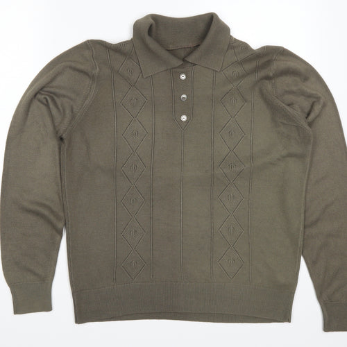 Preworn Womens Green Argyle/Diamond  Pullover Jumper Size 16