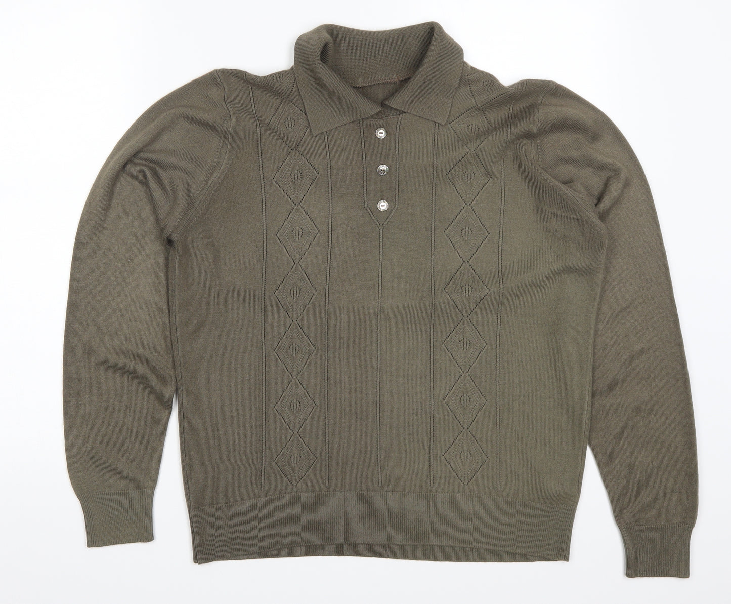 Preworn Womens Green Argyle/Diamond  Pullover Jumper Size 16