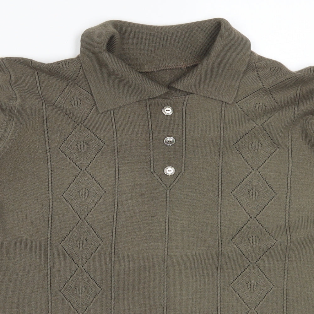 Preworn Womens Green Argyle/Diamond  Pullover Jumper Size 16