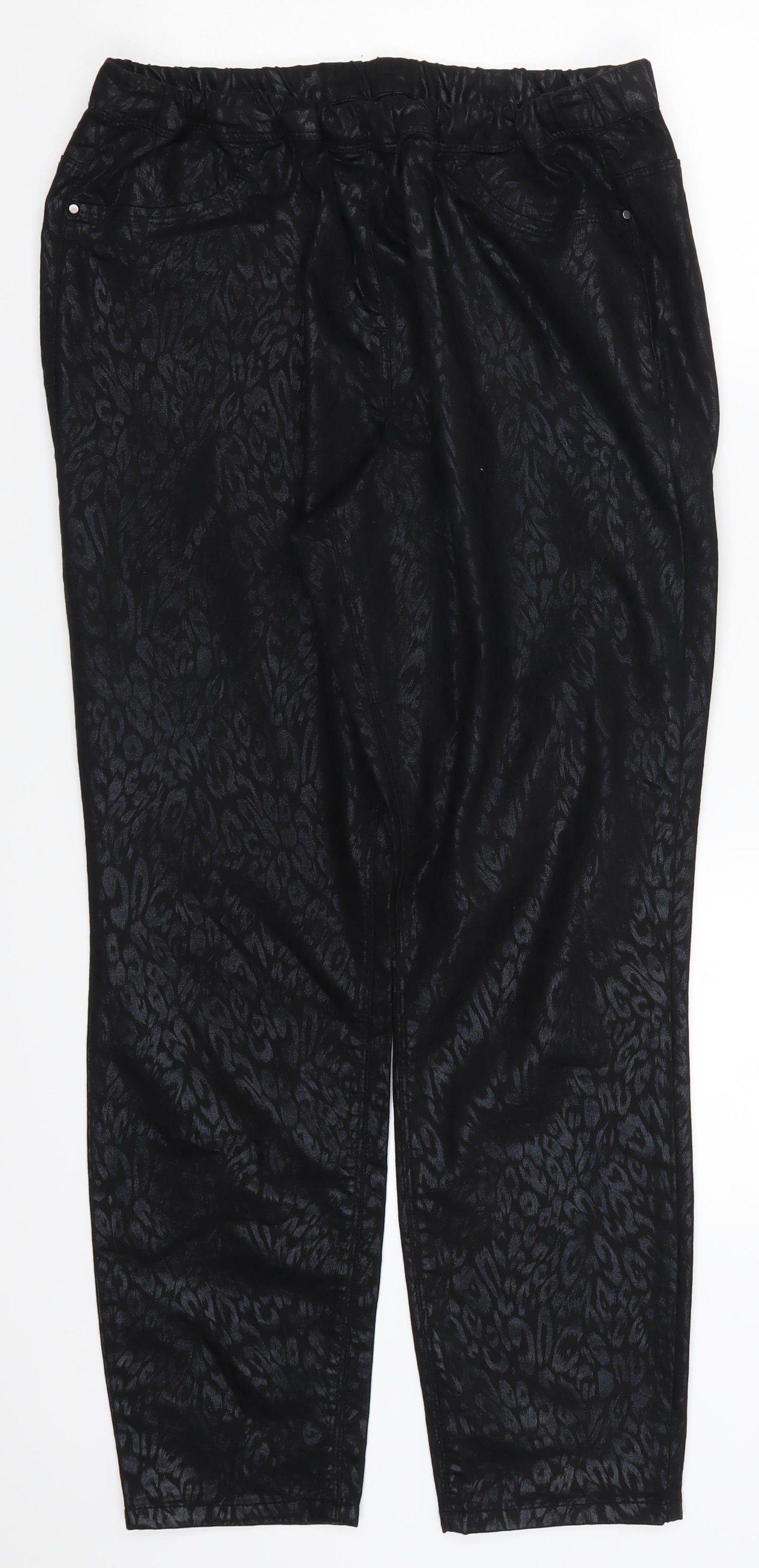 Preworn Womens Black Animal Print Denim Jegging Jeans Size 32 in L29 in
