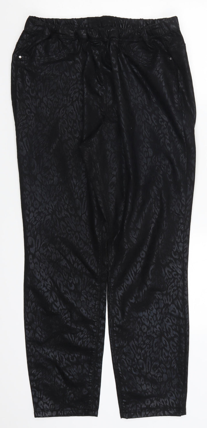 Preworn Womens Black Animal Print Denim Jegging Jeans Size 32 in L29 in