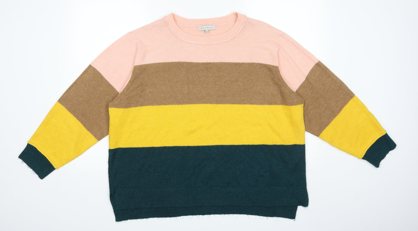 Nutmeg Womens Multicoloured Striped  Pullover Jumper Size 22