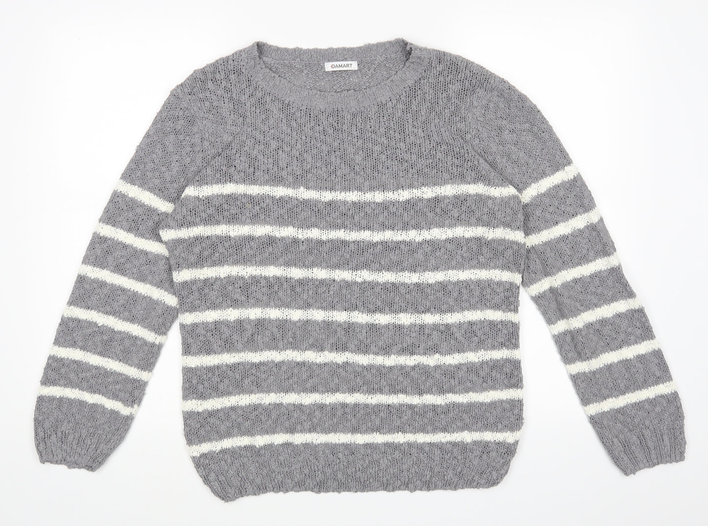 Damart Womens Grey Striped  Pullover Jumper Size 16