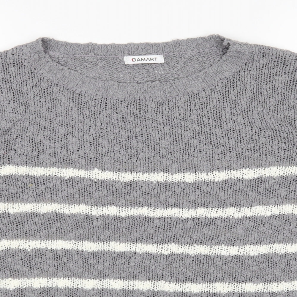 Damart Womens Grey Striped  Pullover Jumper Size 16