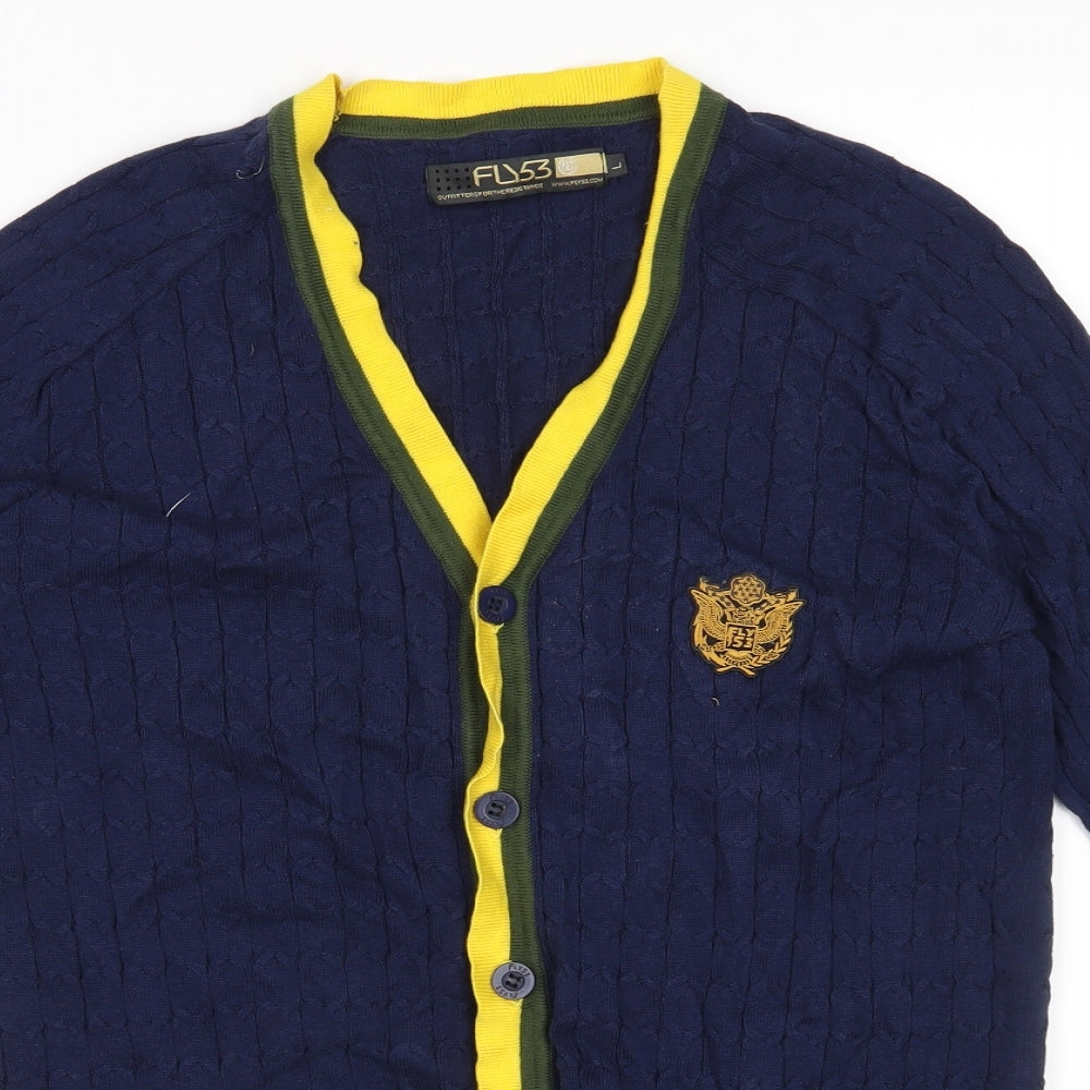 Fly 53 Mens Blue   Cardigan Jumper Size L
