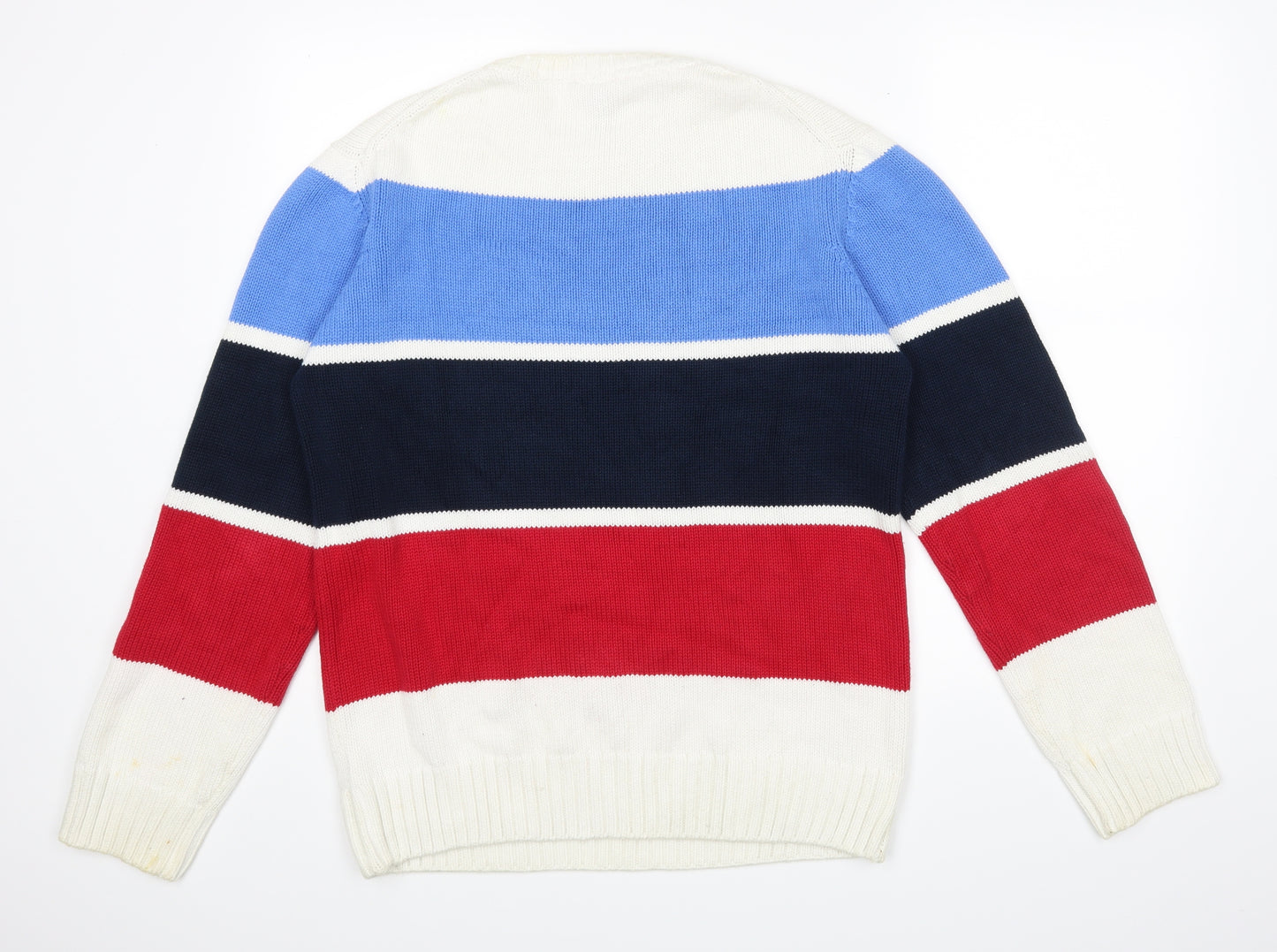 H&M Mens White Striped  Pullover Jumper Size M