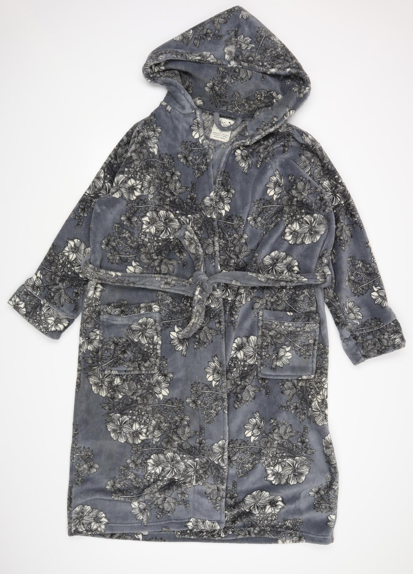 Love to Lounge Womens Grey Floral  Kimono Robe Size 16