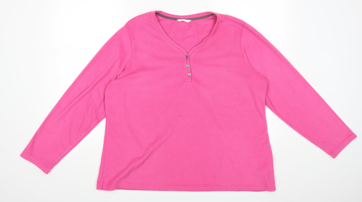 M&S Womens Pink Solid  Top Pyjama Top Size 16