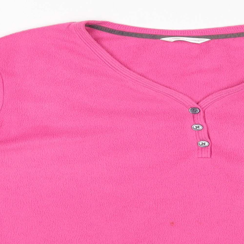 M&S Womens Pink Solid  Top Pyjama Top Size 16