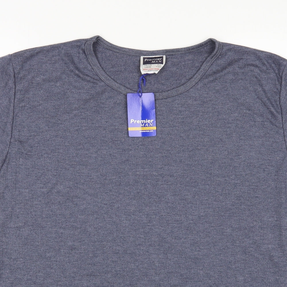 Premier Man Mens Blue    T-Shirt Size L