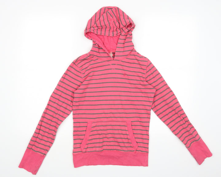 Pineapple Womens Pink Striped Pullover Hoodie Size 8