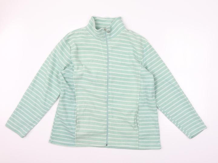 ann de lancay Womens Green Striped Jacket Coat Size L