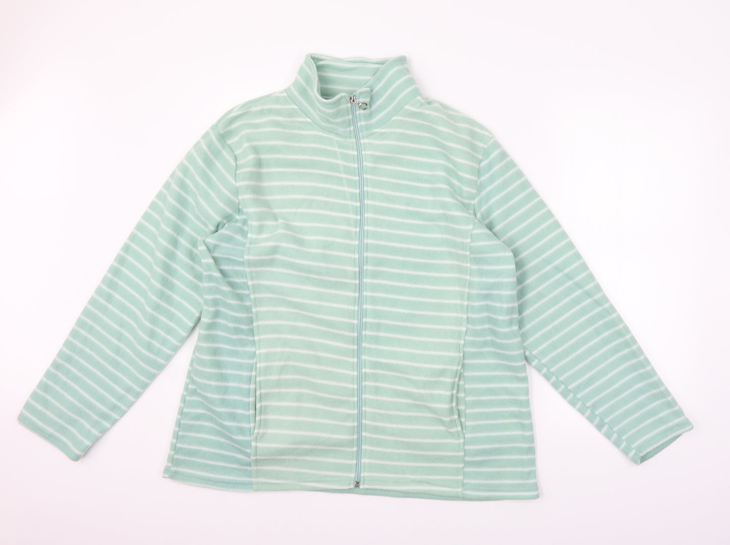 ann de lancay Womens Green Striped  Jacket Coat Size L