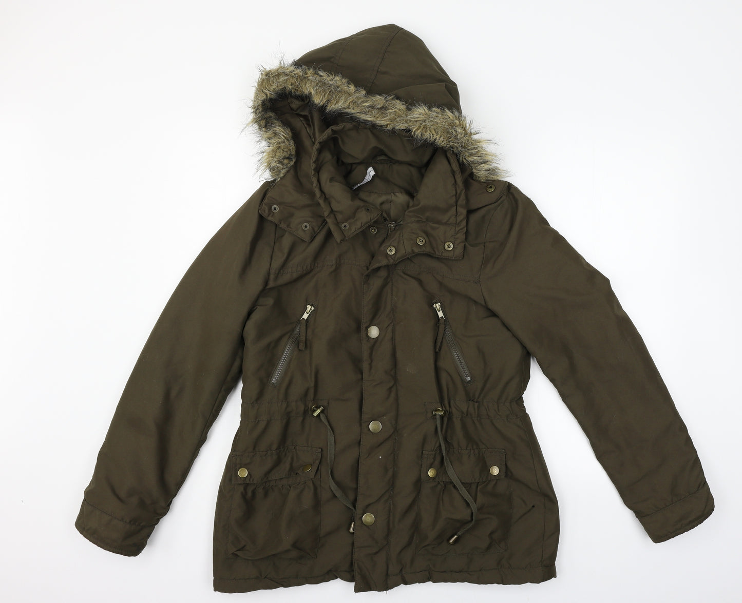 Dorothy Perkins Womens Green   Jacket Coat Size 12  - FAUX FUR