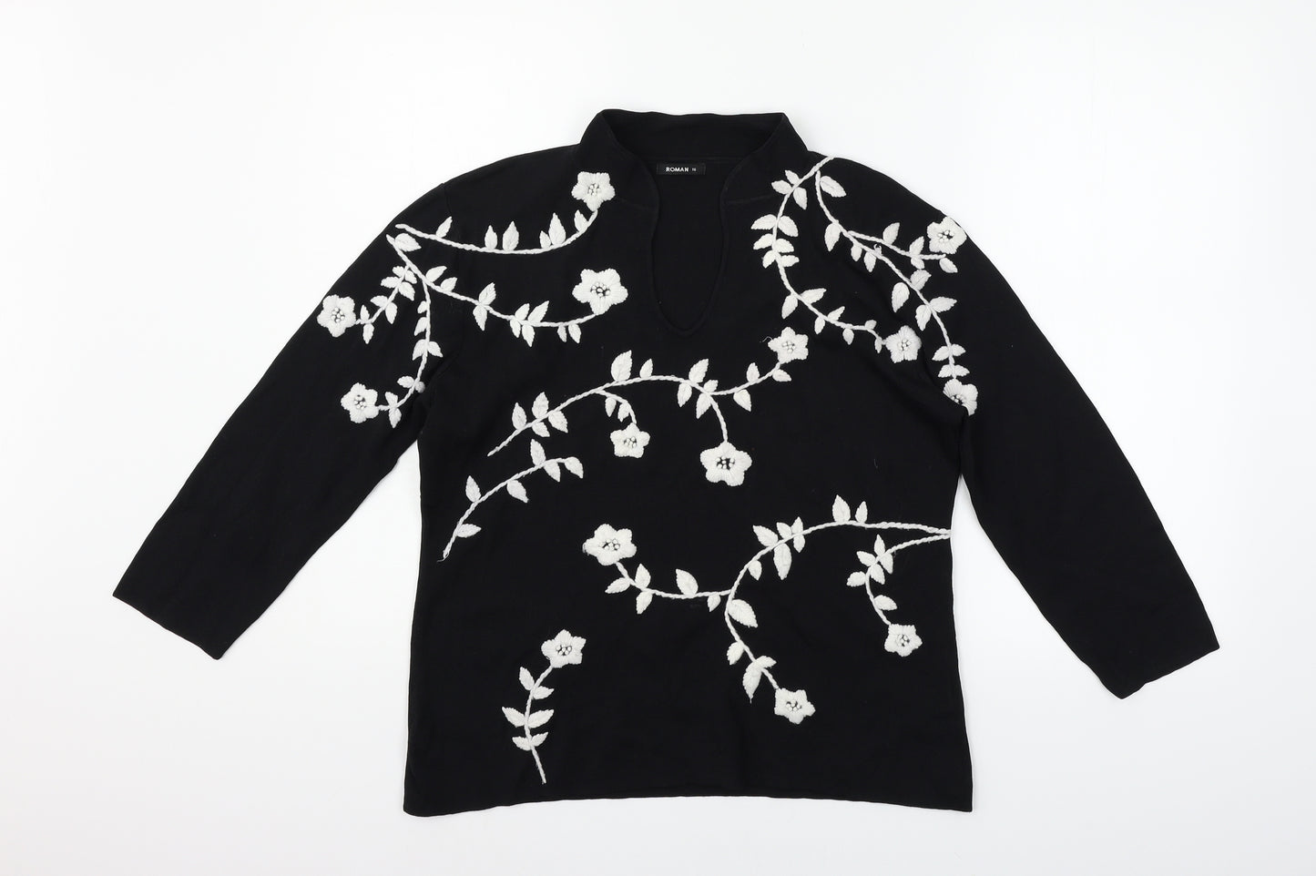 Roman Womens Black   Pullover Jumper Size 16
