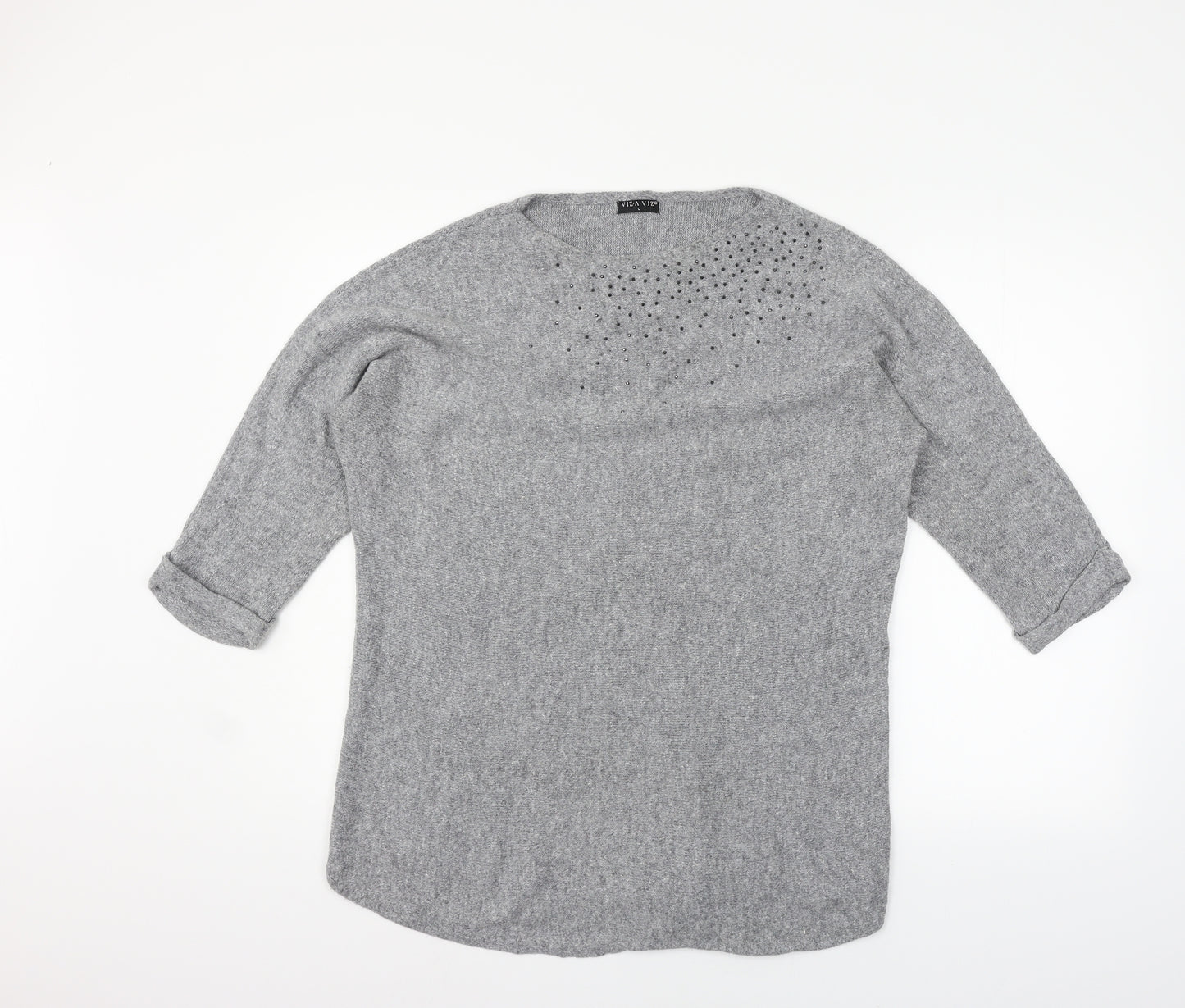 Viz A Viz Womens Grey   Pullover Jumper Size L