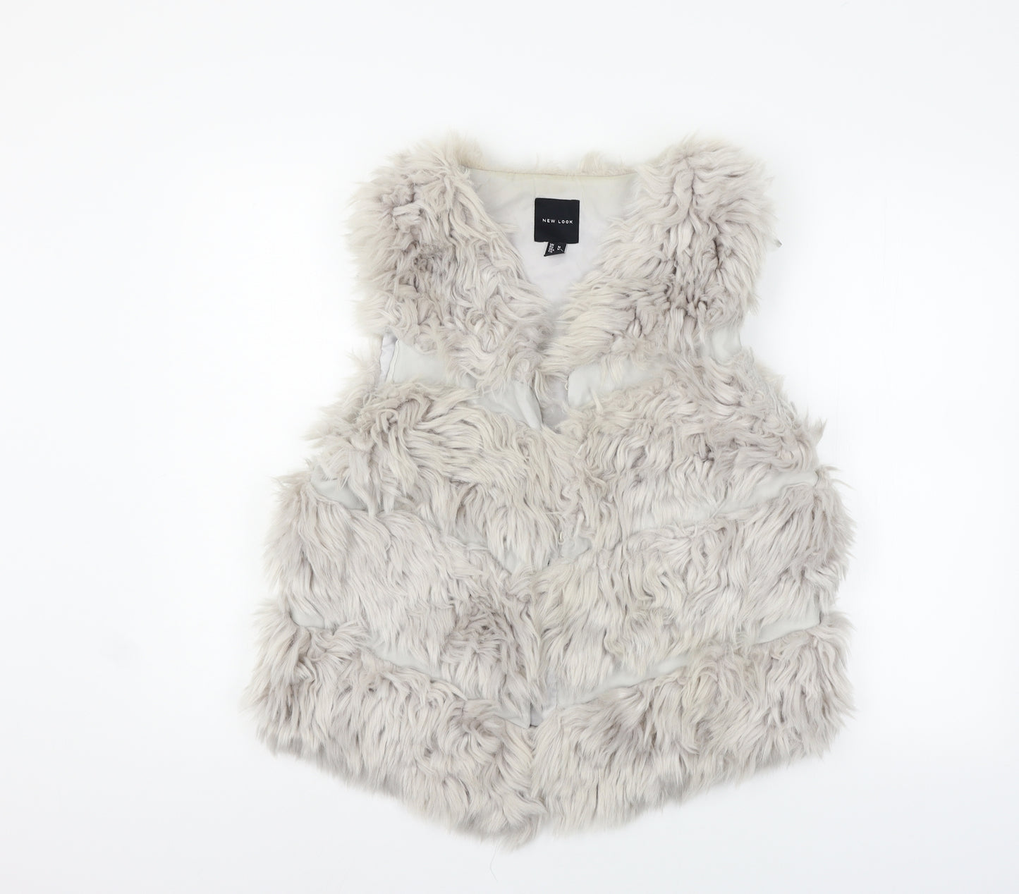New Look Womens Grey   Gilet Coat Size M  - FAUX FUR