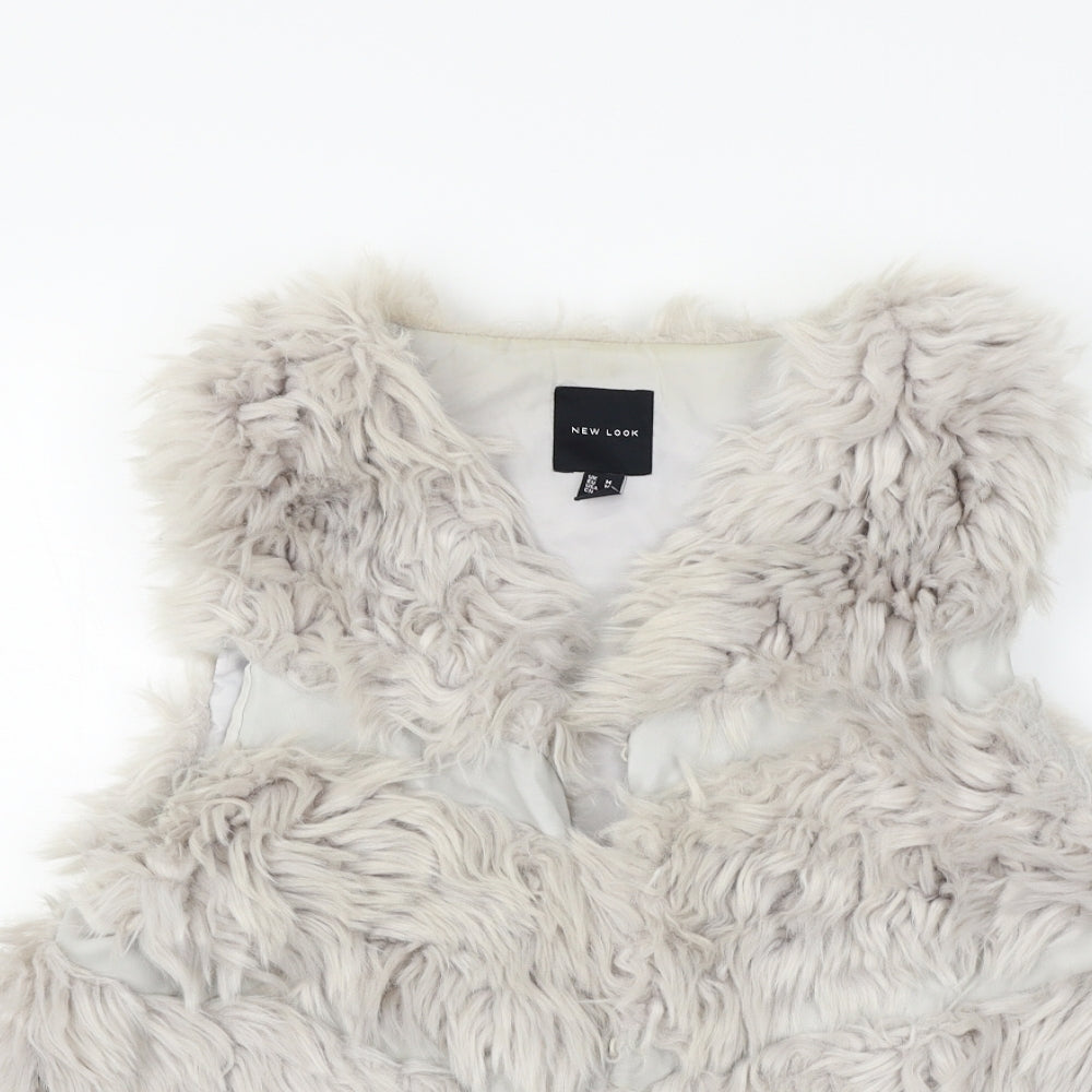 New Look Womens Grey   Gilet Coat Size M  - FAUX FUR