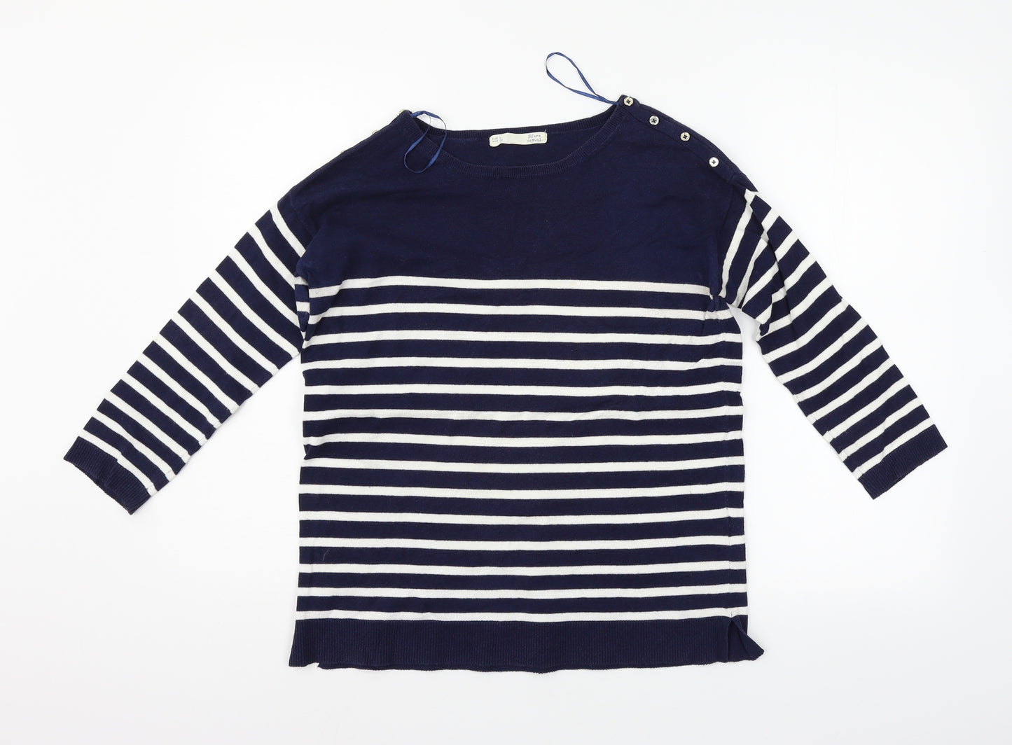Sfera Womens Blue Striped  Pullover Jumper Size S