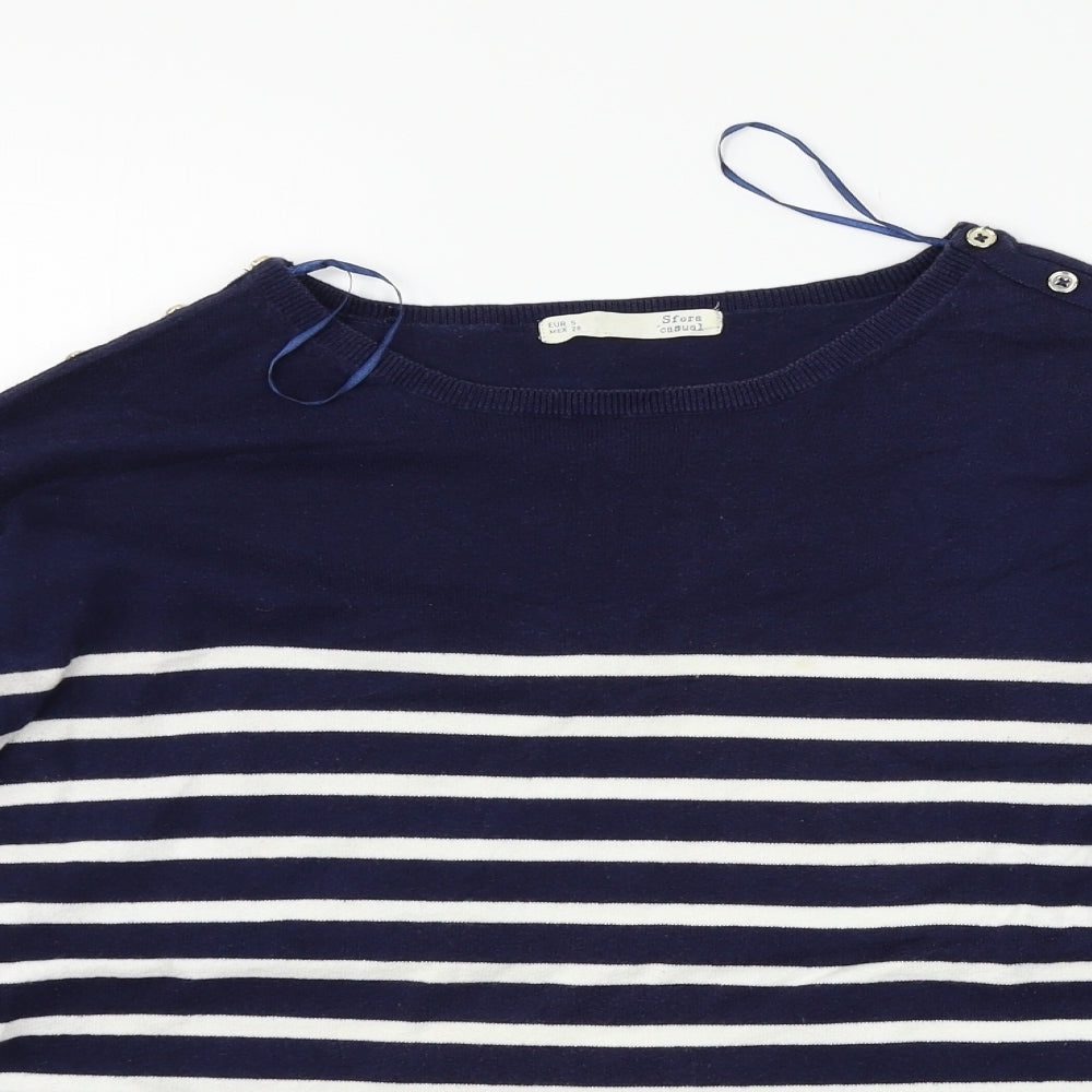 Sfera Womens Blue Striped  Pullover Jumper Size S