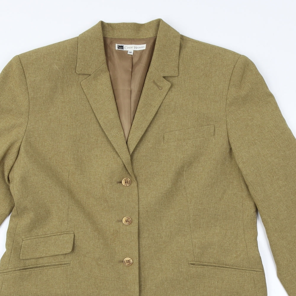 Classic Women Womens Beige   Jacket Coat Size 14
