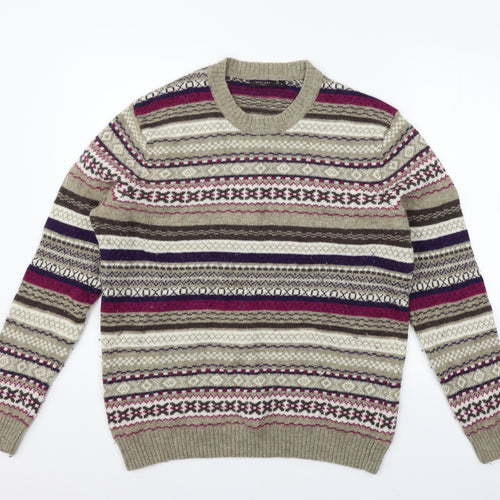 Refectory Womens Brown Striped  Pullover Jumper Size XL