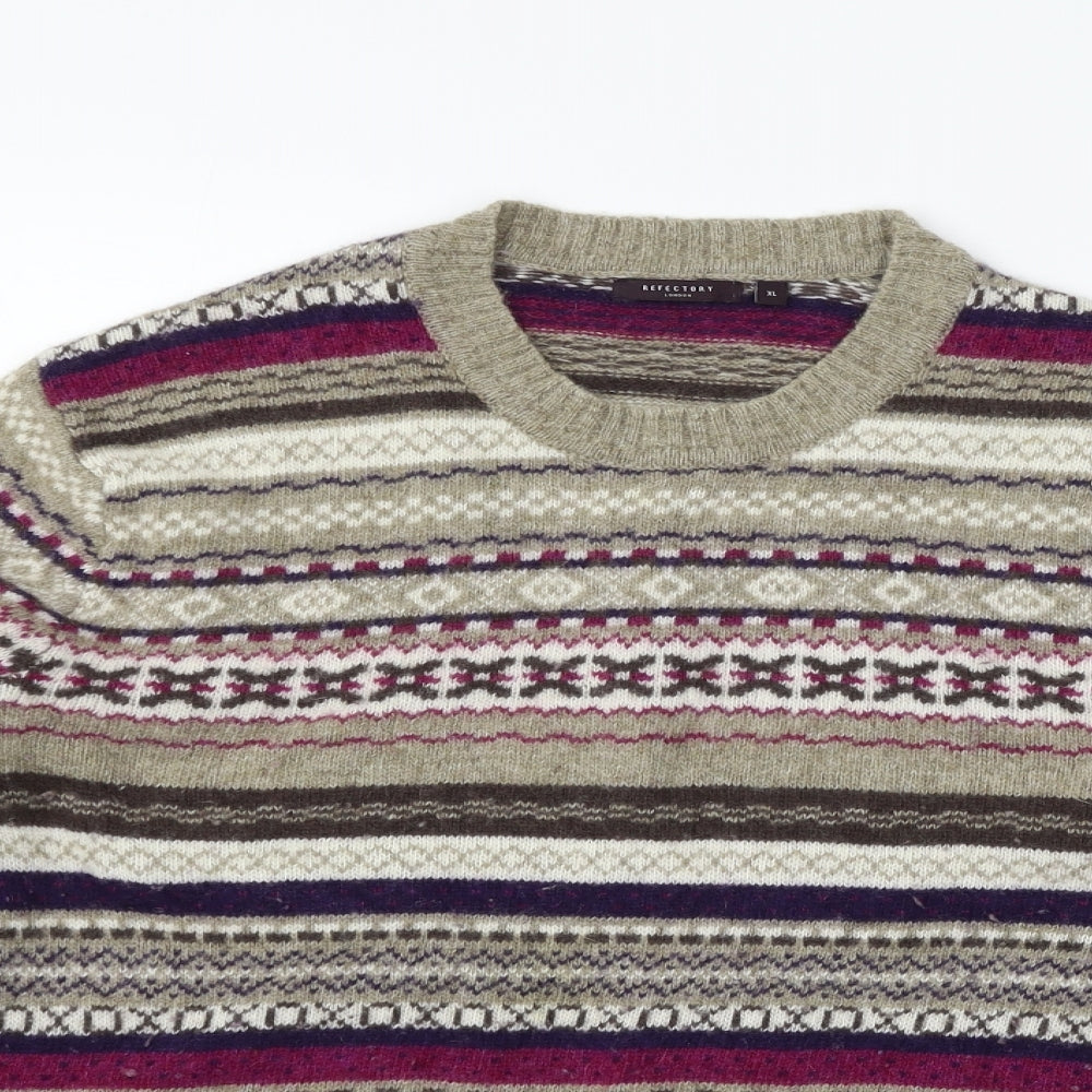 Refectory Womens Brown Striped  Pullover Jumper Size XL