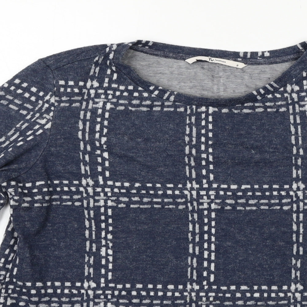 TU Womens Blue Geometric  Pullover Jumper Size 8