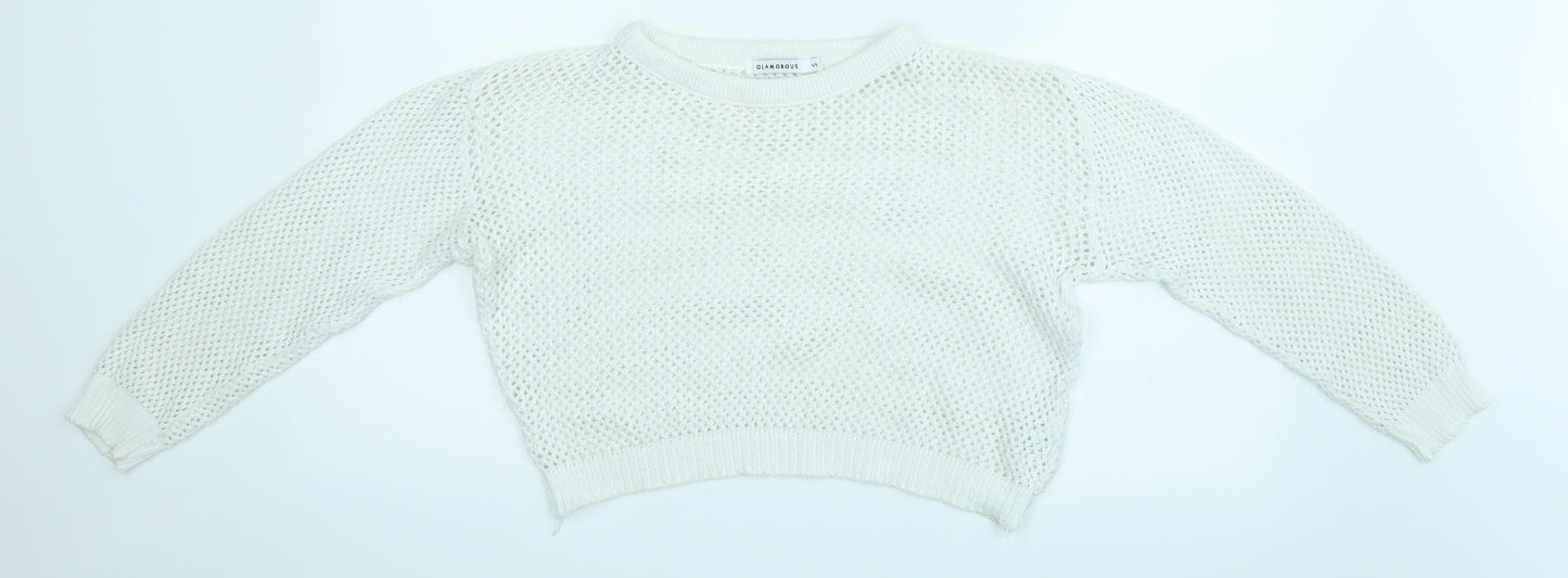 Glamorous Womens White   Cropped Blouse Size S