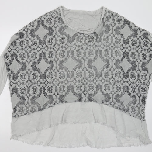 Preworn Womens Grey Floral  Basic Blouse One Size
