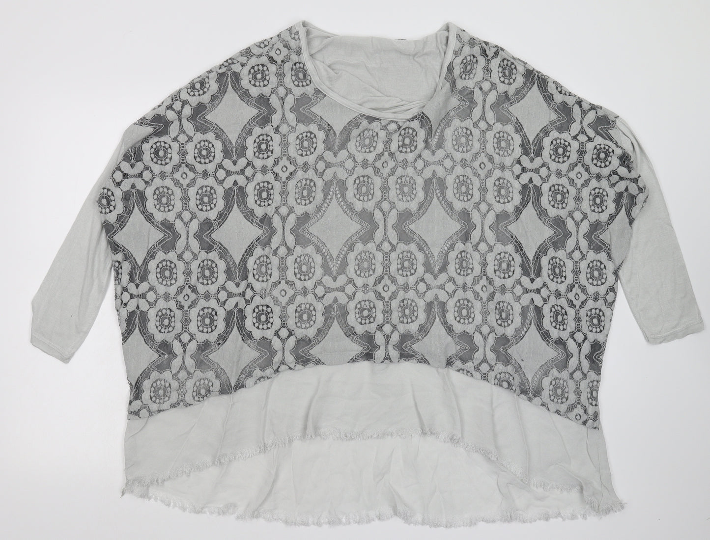 Preworn Womens Grey Floral  Basic Blouse One Size