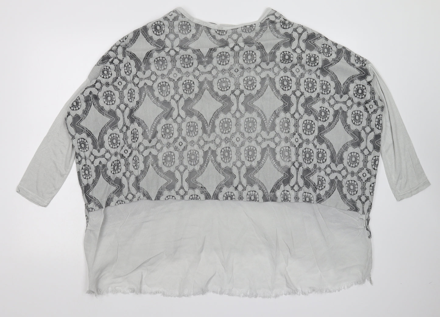 Preworn Womens Grey Floral  Basic Blouse One Size