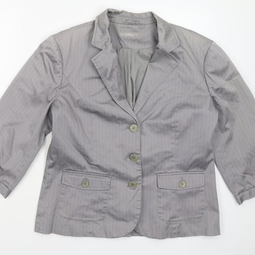 InWear Womens Grey Striped  Jacket Blazer Size 18