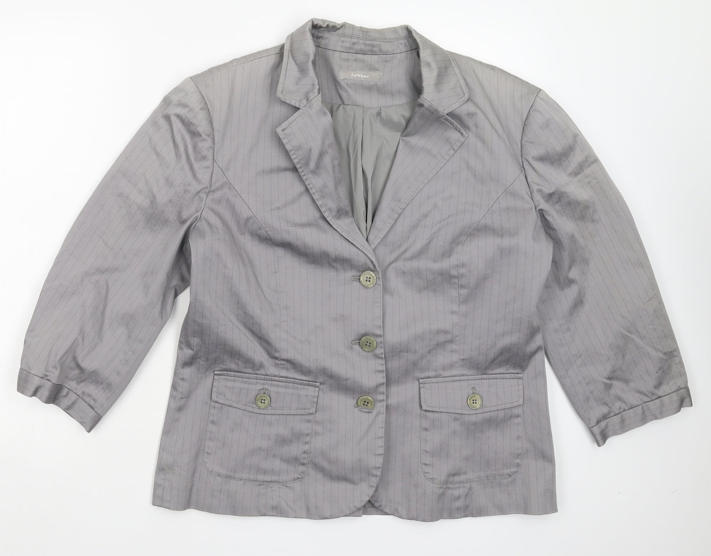 InWear Womens Grey Striped  Jacket Blazer Size 18