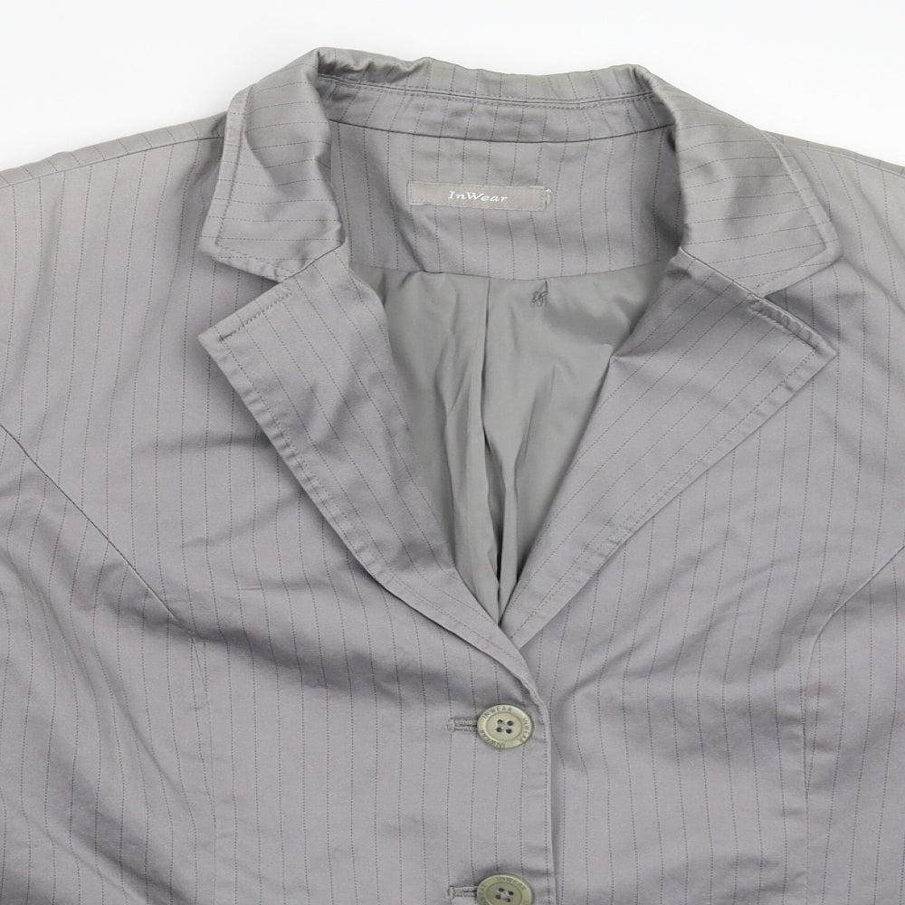 InWear Womens Grey Striped  Jacket Blazer Size 18