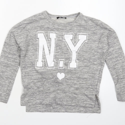 New Look Girls Grey   Pullover Sweatshirt Size 10-11 Years