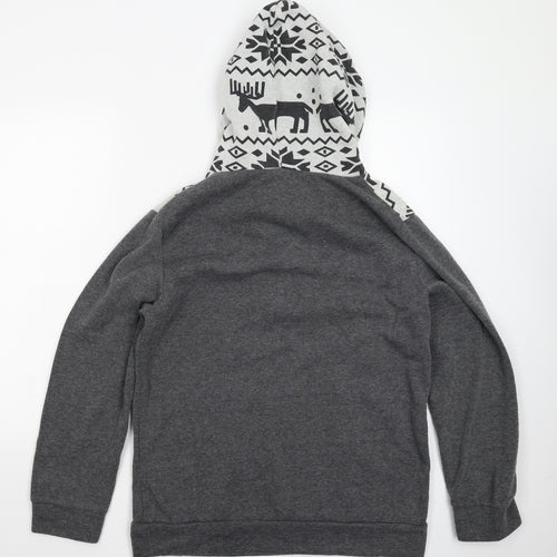 Siimhwrss Mens Grey Geometric  Pullover Hoodie Size 2XL