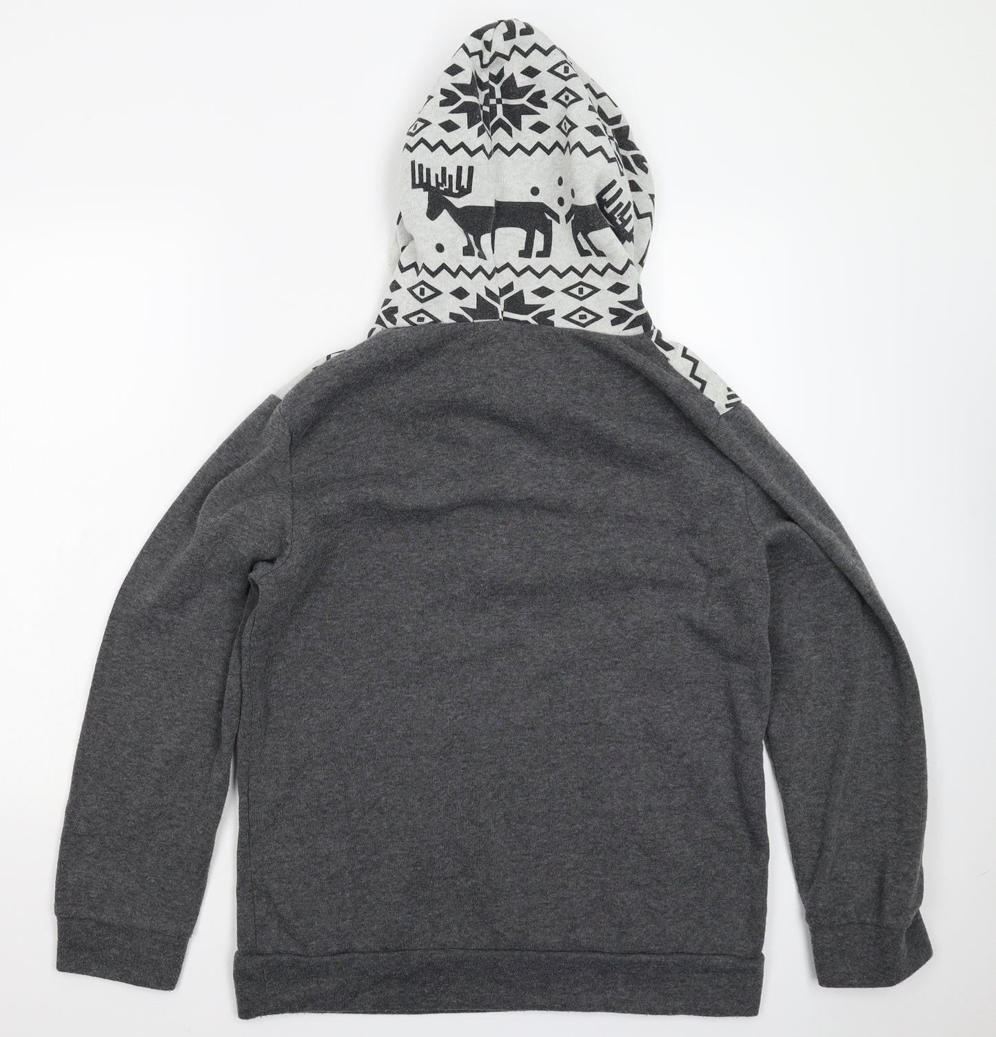 Siimhwrss Mens Grey Geometric  Pullover Hoodie Size 2XL