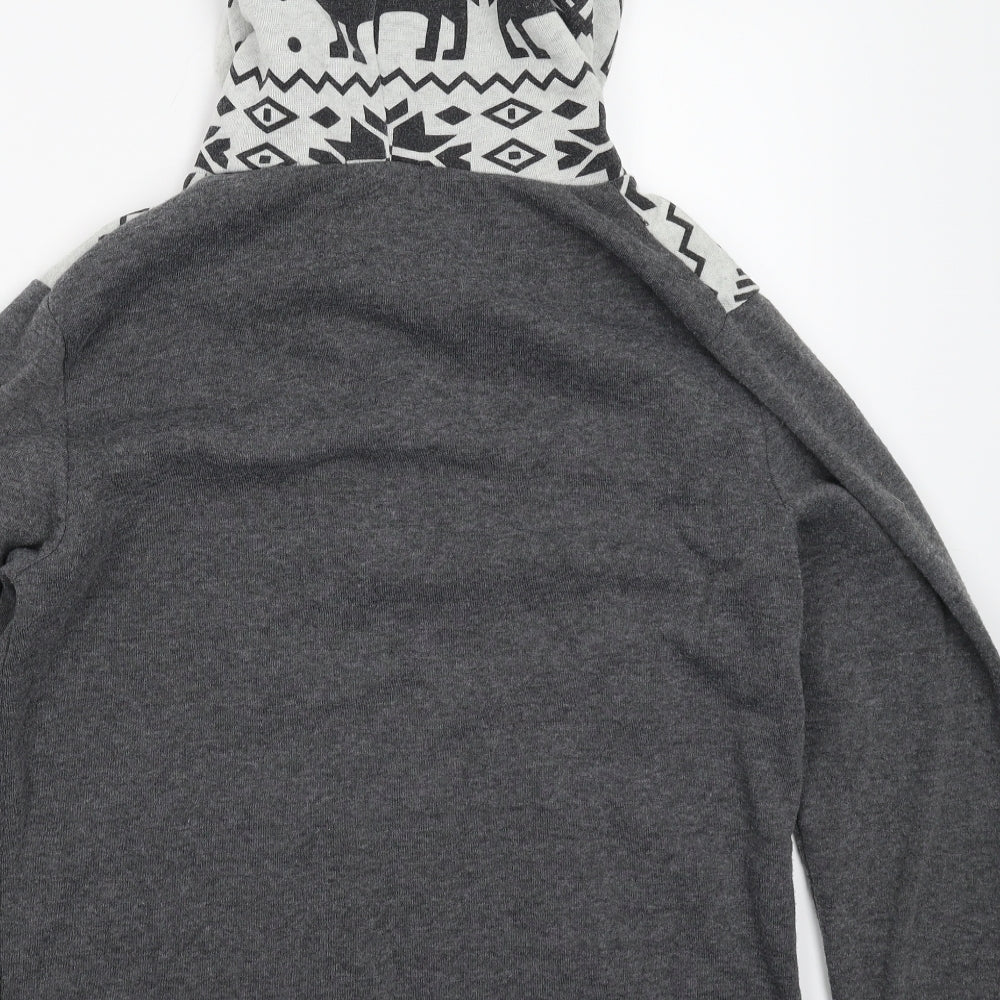 Siimhwrss Mens Grey Geometric  Pullover Hoodie Size 2XL