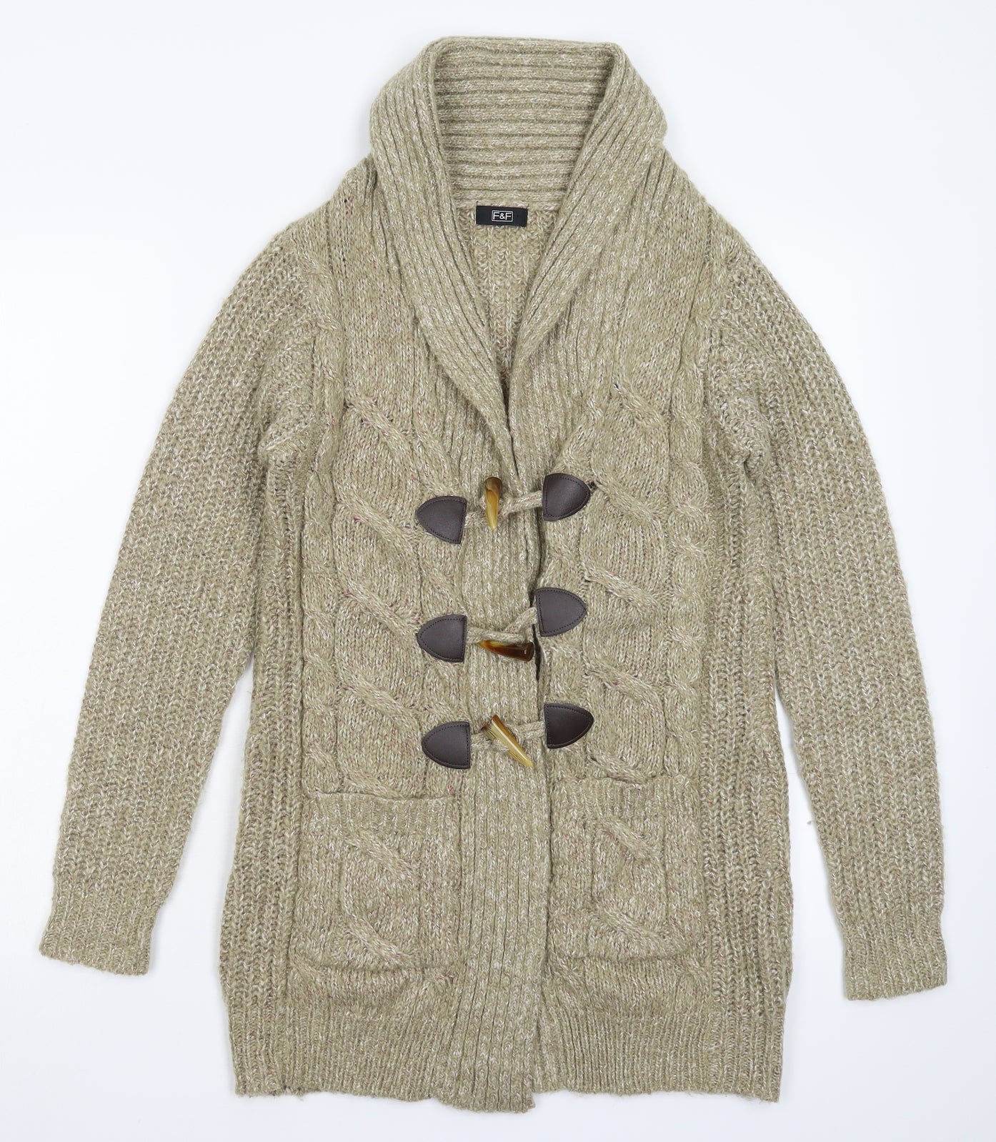 F&F Womens Grey  Knit Cardigan Jumper Size 8