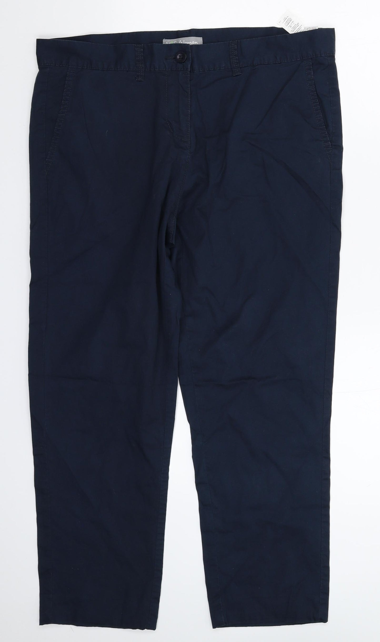 Marks and Spencer Womens Blue   Chino Trousers Size 14 L26 in